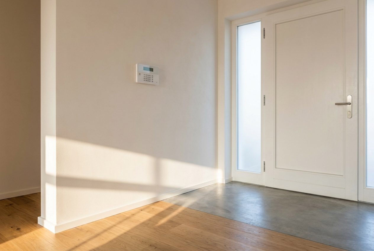Bedienteil einer Alarmanlage neben der Wohnungstür